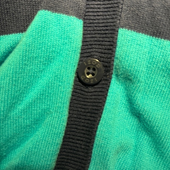 Womens IZOD Golf V Neck button up striped Sweater - Picture 7 of 7